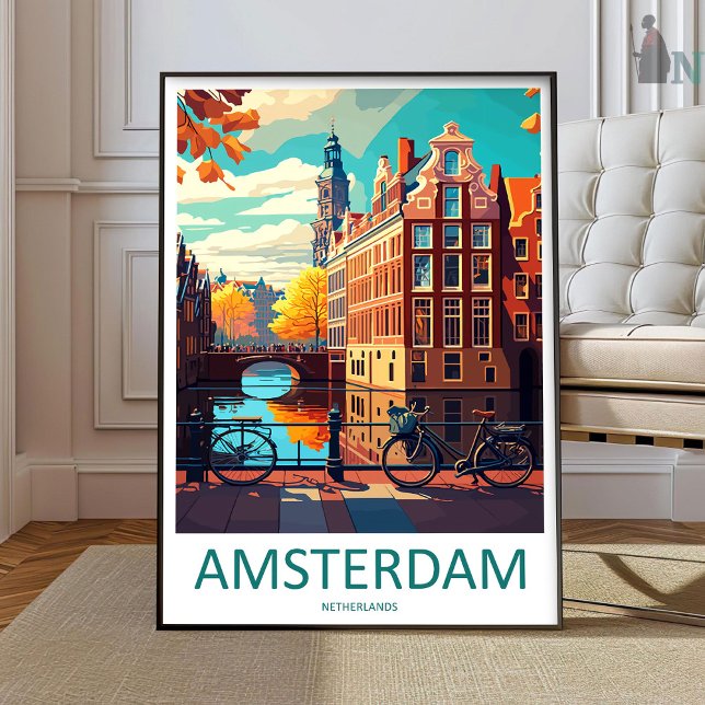 Arte de Parede de Viagem Amsterdã Impressão de Ams (Criador carregado)