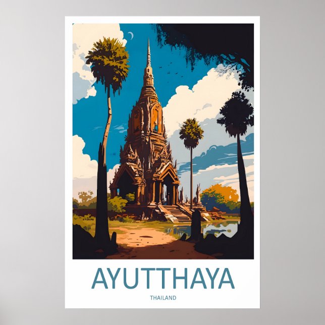 Arte de Parede de Viagem de Ayutthaya Impressão Ay (Frente)