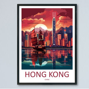 Arte de Parede de Viagem para Hong Kong Impressão 