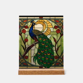 Arte de Parede em Vidro Acrílico Manchado Peacock