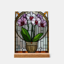 Arte de Parede em Vidro Colorido Acrílico Orquídea