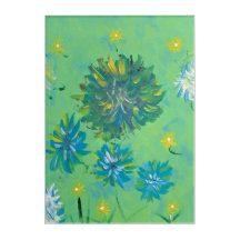 Arte De Parede Floral Acrílica Turquesa Twinkle