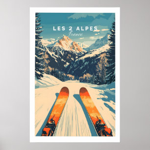 Arte de Parede Les 2 Alpes Poster de Esqui 1