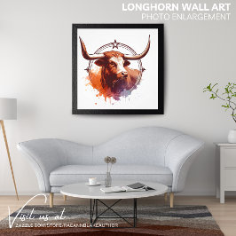 Arte de Parede Longhorn Foto Ampliada