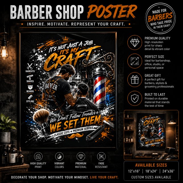 Arte de Parede para Barbearia Poster (Criador carregado)