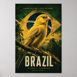 Arte de Parede Patriótica Brasil Canarinho Poster