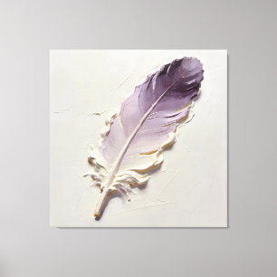 Arte de Parede Pena Roxa Impressão em Tela Impasto