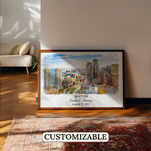 Arte de parede personalizada de Boston, Poster de
