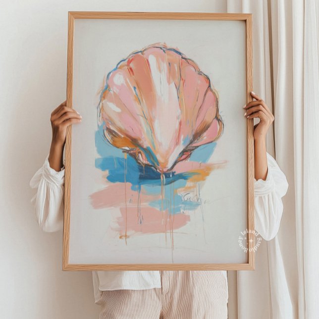 Arte de Parede Pintura de Conchas, Impressão de Po (Seashell Painting Wall Art, Coastal Poster Print)