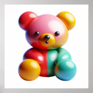 Arte de Parede Poster Boneca Urso Kawaii para Cama