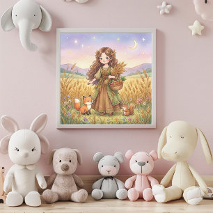 Arte de Parede Poster Cute Baby Virgem Zodíaco