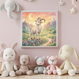 Arte de Parede Poster de Bebê Capricórnio Fofo