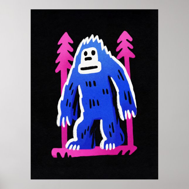 Arte de Parede Poster de Bigfoot na Floresta Rosa  (Frente)