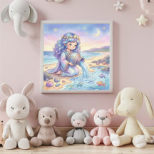 Arte de Parede Poster do Bebê Aquário Zodíaco Fofo