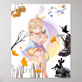 Arte de Parede Poster Princesa Fada Anime Fofa