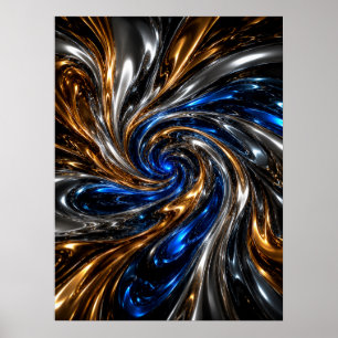 Arte de Parede Poster Redemoinho Cromo Prata Azul