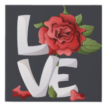 Arte de Parede Rosa de Amor Botânico Ousado