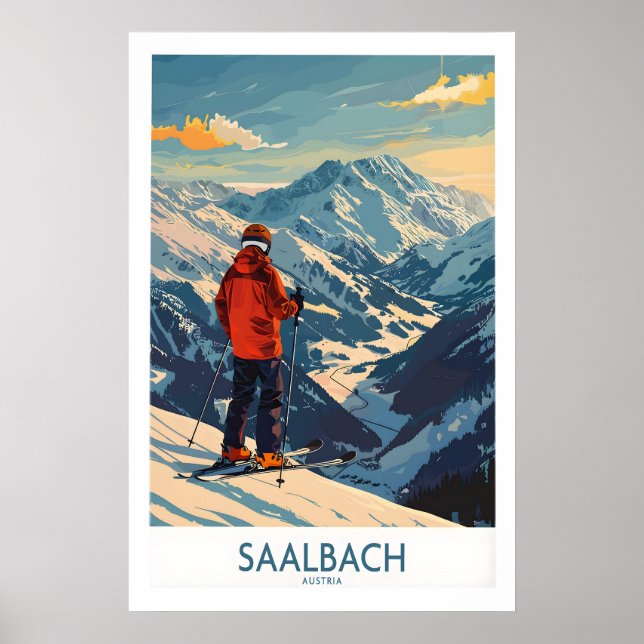 Arte de Parede Saalbach Impressão de Esqui - Áustr (Frente)