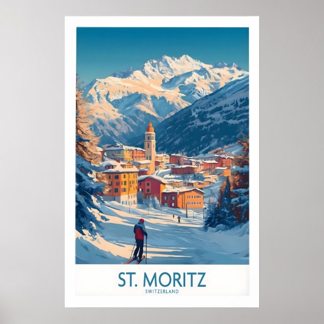 Arte de Parede St Moritz Poster de Esqui 1 (Frente)