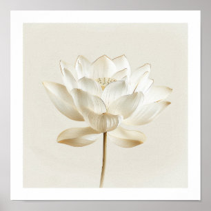 Arte de Parede Zen Lótus Branco – Impressão Minima