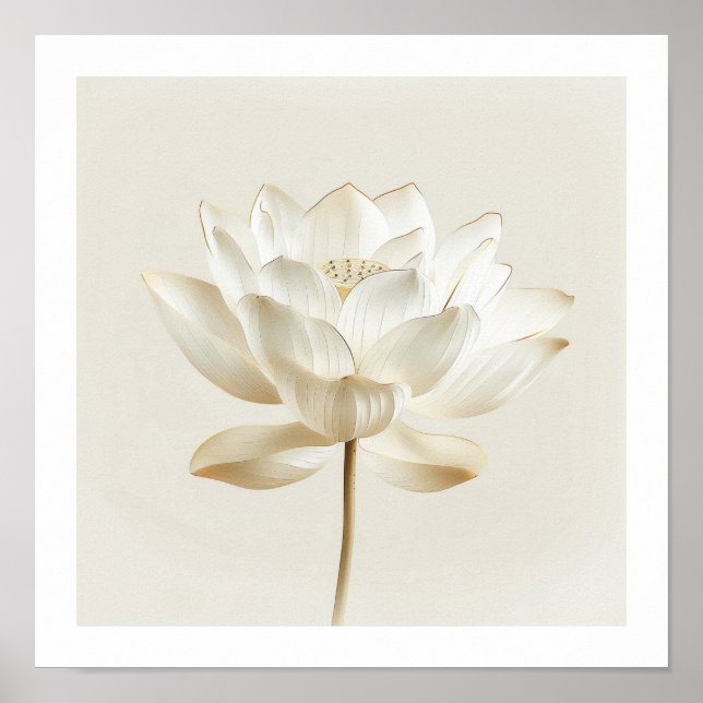 Arte de Parede Zen Lótus Branco – Impressão Minima (Frente)