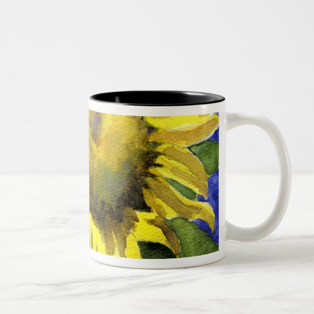 Arte de pintura da aguarela da caneca do girassol (Direita)