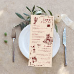 Arte de Portas Retro Whimsical | Menu Casamento<br><div class="desc">Belos cartões de cardápio para elogiar suas configurações de mesa no seu casamento ou na próxima festa de janto. Não fica muito mais romântico do que esta combinação de cores. Como um beijo de noiva, tontos de rosa e vermelho doce são românticos e doces! Com esta combinação colorida, todo elemento...</div>