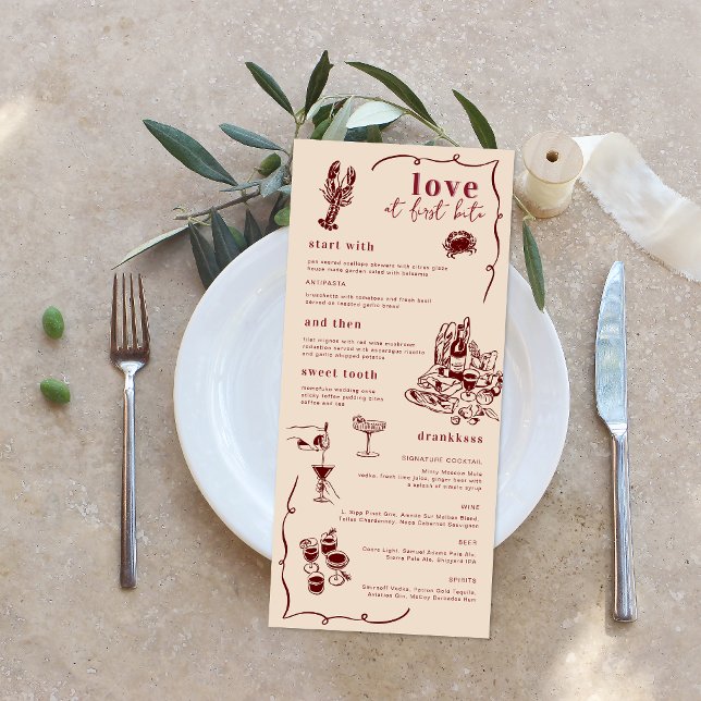 Arte de Portas Retro Whimsical | Menu Casamento (Criador carregado)