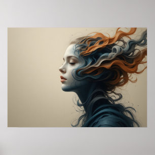 Arte de Poster Abstrato de Parede Rostos com Desen