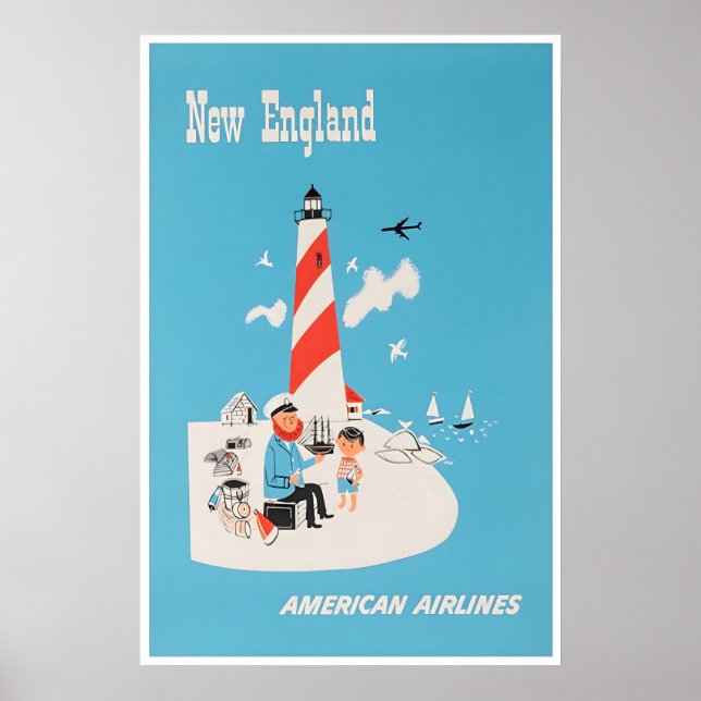Arte de Poster da Nova Inglaterra Impressão de Via (Frente)
