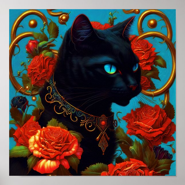 Arte de Poster da Rose a Gata - Arte de Parede de  (Frente)