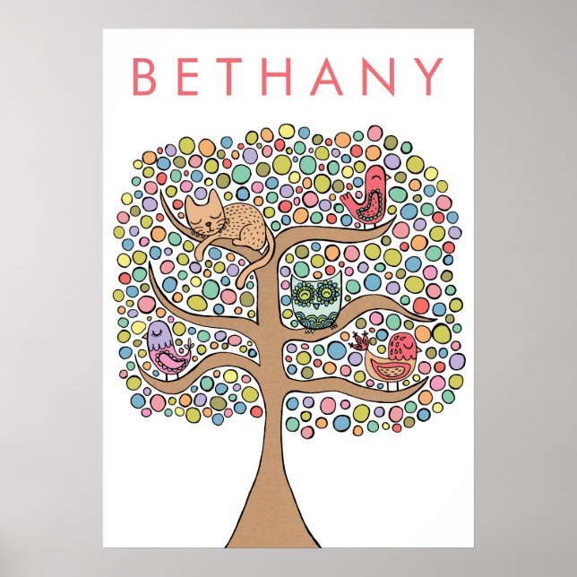 Arte de Poster da Sala das Árvores de Animais (Frente)