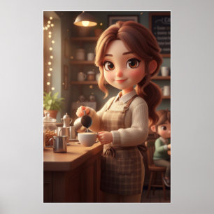 Arte de Poster de Garota de Café Aconchegante – Ca