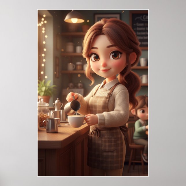 Arte de Poster de Garota de Café Aconchegante – Ca (Frente)