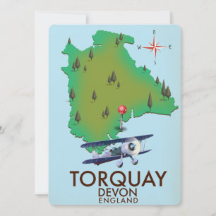 Arte de pôster de mapa antigo de Torquay Devon.
