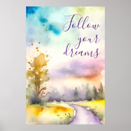 Arte de Poster de Motivação de Aquarelas