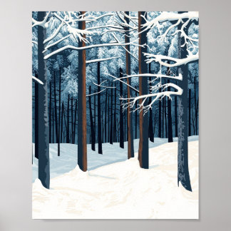 Arte de Poster de Muro de inverno da Floresta de N