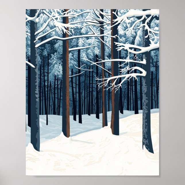 Arte de Poster de Muro de inverno da Floresta de N (Frente)