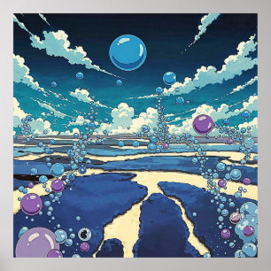 Arte de Poster de Parede na Paisagem da Bolha Azul