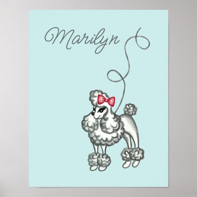 Arte de Poster de Poodle Francês Personalizada (Frente)
