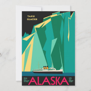 Arte de Poster de Viagem do Alasca Antigo, Geleira