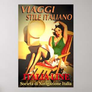 Arte de Poster de Viagem Estilo Italiano da ITALIA