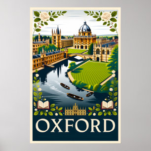 Arte de Poster de Viagem Retro de Oxford Inglaterr