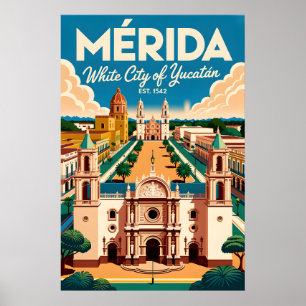 Arte de Poster de Viagem Retro Mérida México