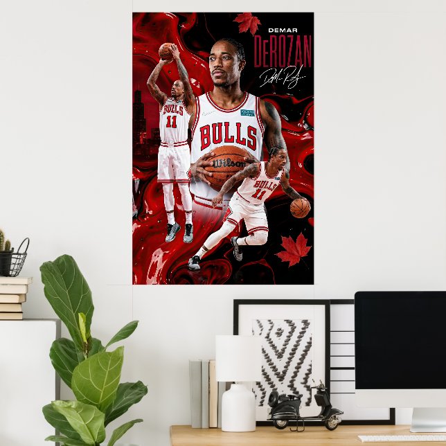 Arte de Poster Dinâmico do DeMar DeRozan Chicago B (Escritório em casa)