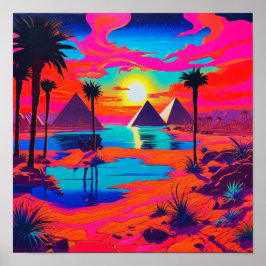Arte de Poster Psicodélico Paisagem Egípcia
