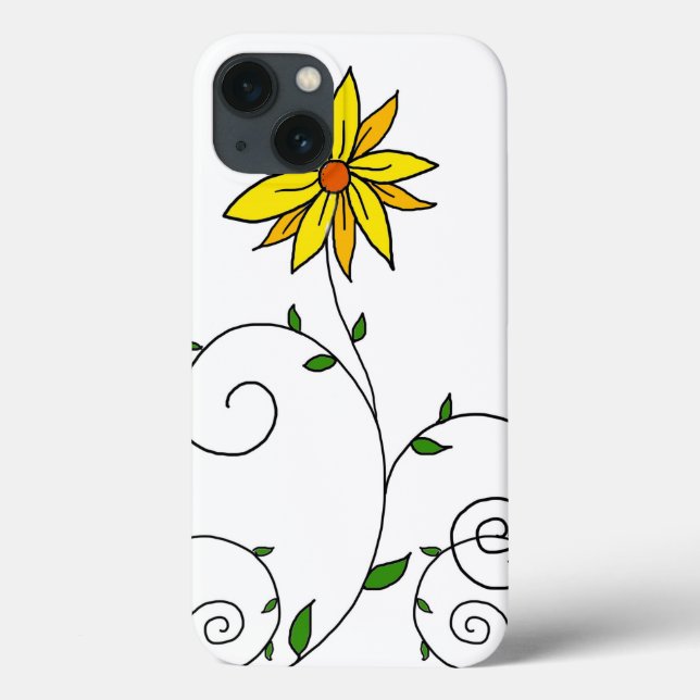Arte de Rabisco de Flor Amarela Caprichosa (Verso)