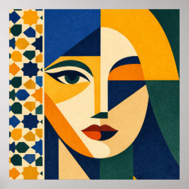 Arte de retrato de mulher em mosaico Poster Geomét