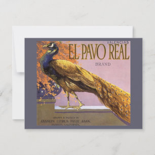 Arte de rótulo de caixa de frutas vintage El Pavo 