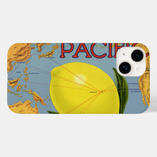 Arte de rótulo de caixa de frutas vintage Pacific